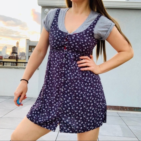 Abercrombie & Fitch Floral Ditsy Denim Tank Pinafore Dress - Picture 6 of 16